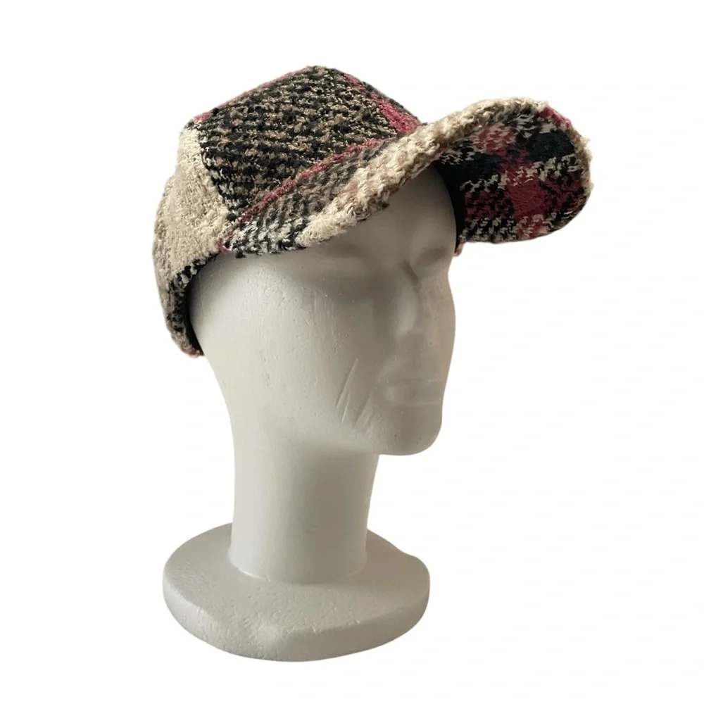 David and Young Tweed Cap - Black, Pink, Cream